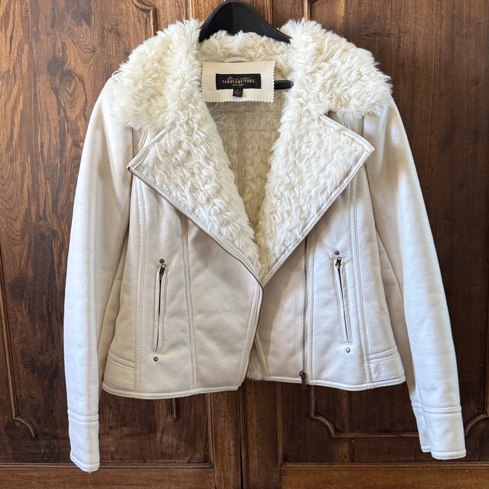 Fabulous Furs Cream Faux Fur Jacket